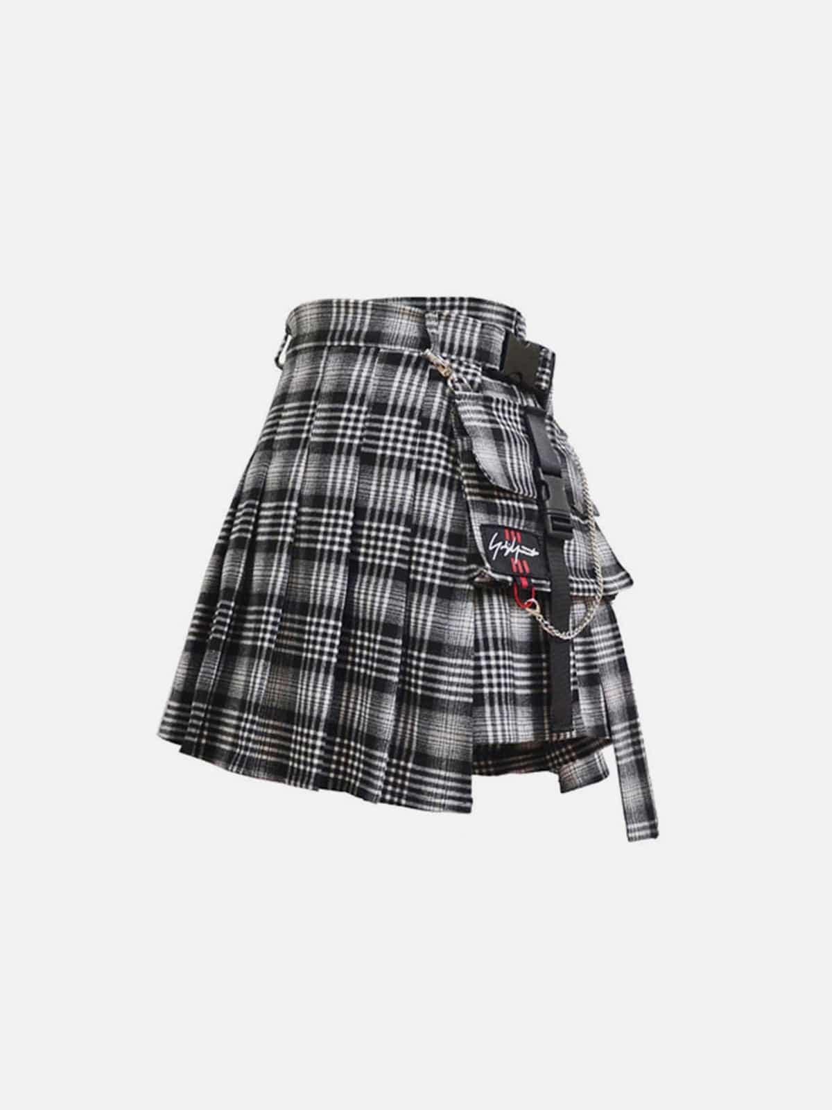 Vintage Plaid Irregular Pleated Skirts