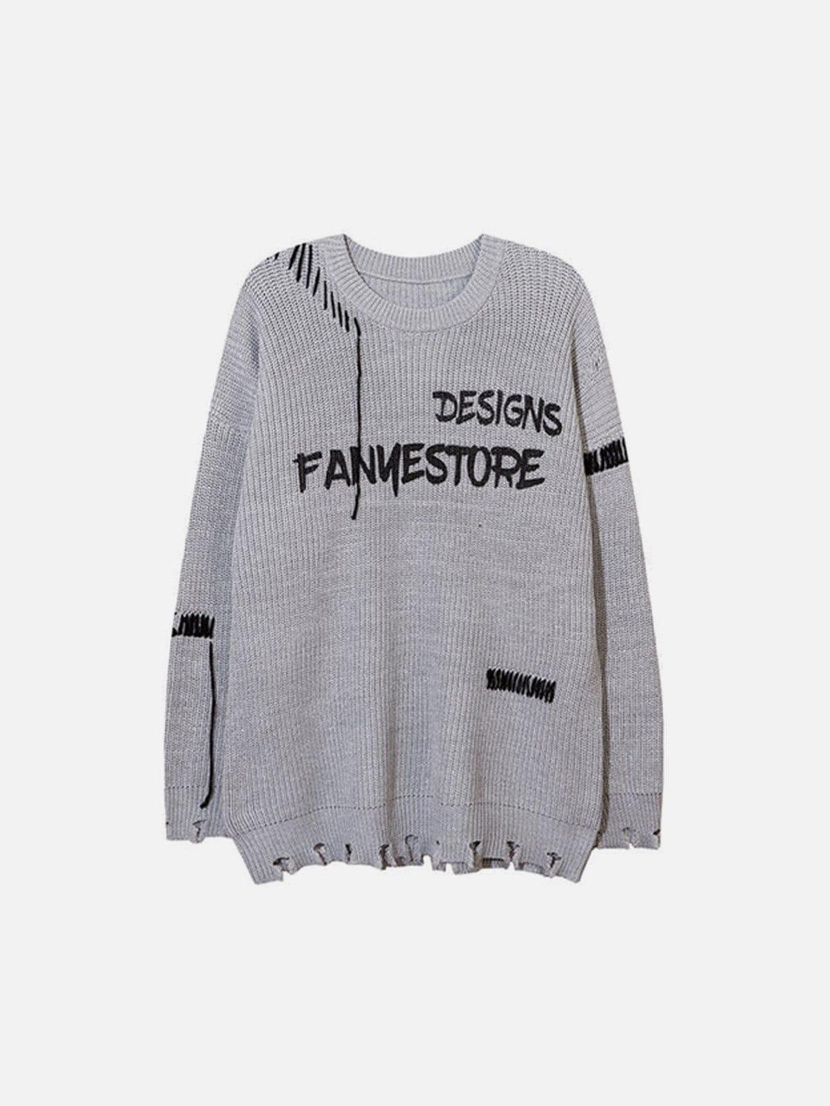 Cut Skeleton Love Letters Sweater