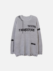 Cut Skeleton Love Letters Sweater