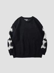 Dark Skeleton Print Knitted Sweater