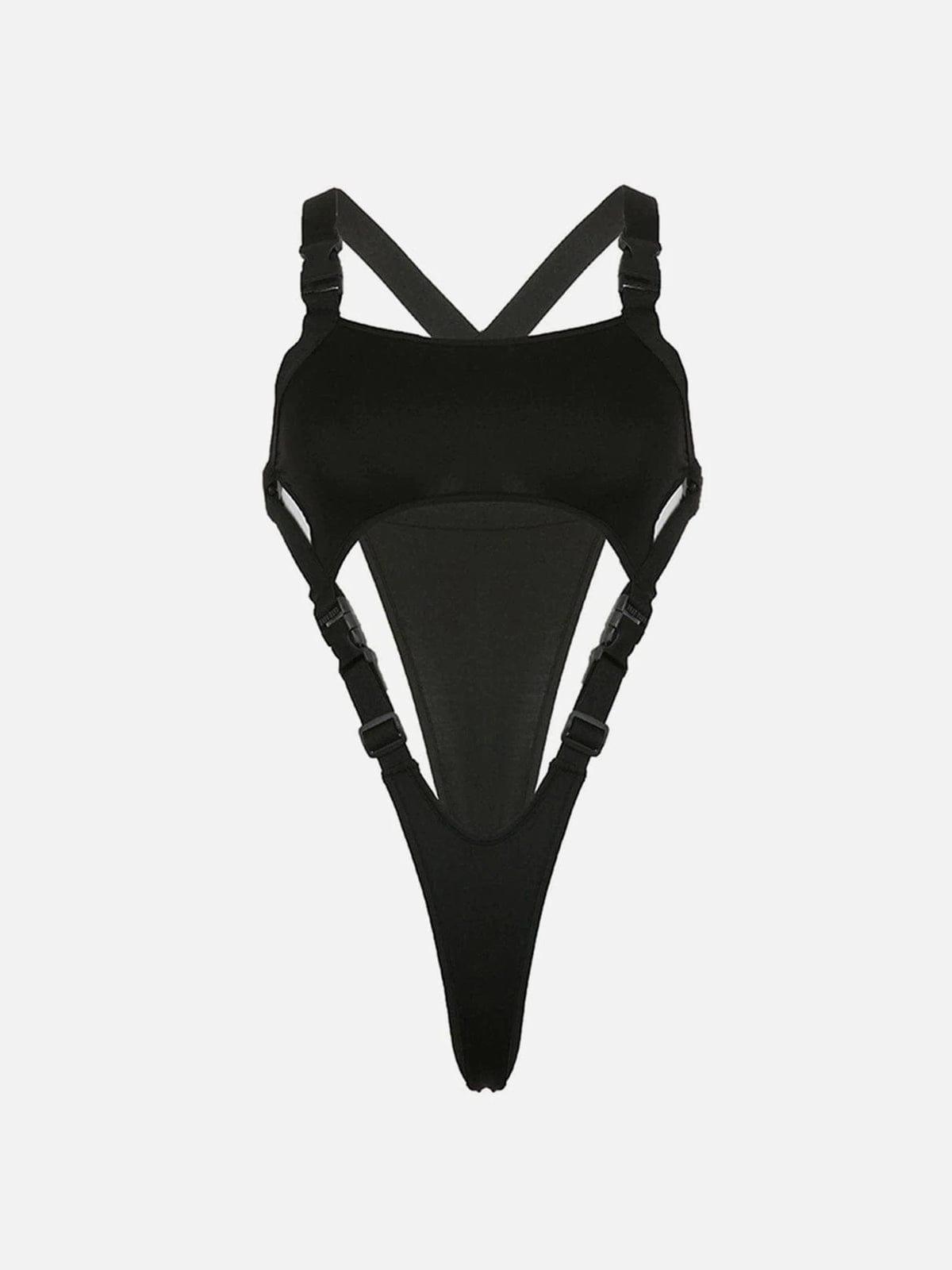 Irregular Cutout Button Sexy Jumpsuit