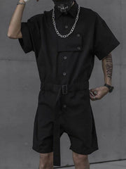 Functional Button Belt Jumpsuit