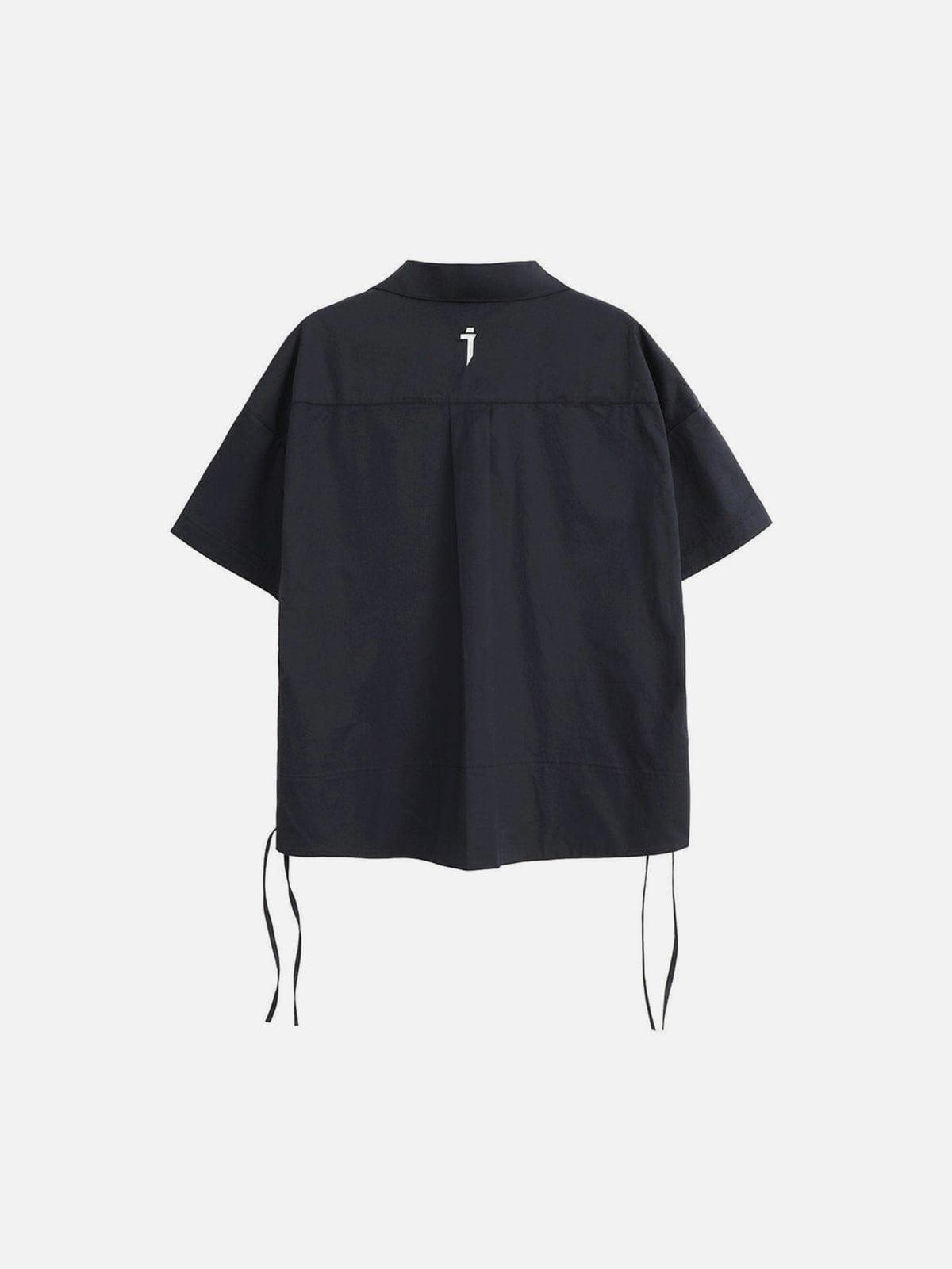 Big Pocket Ribbon Function Short Sleeve Shirt