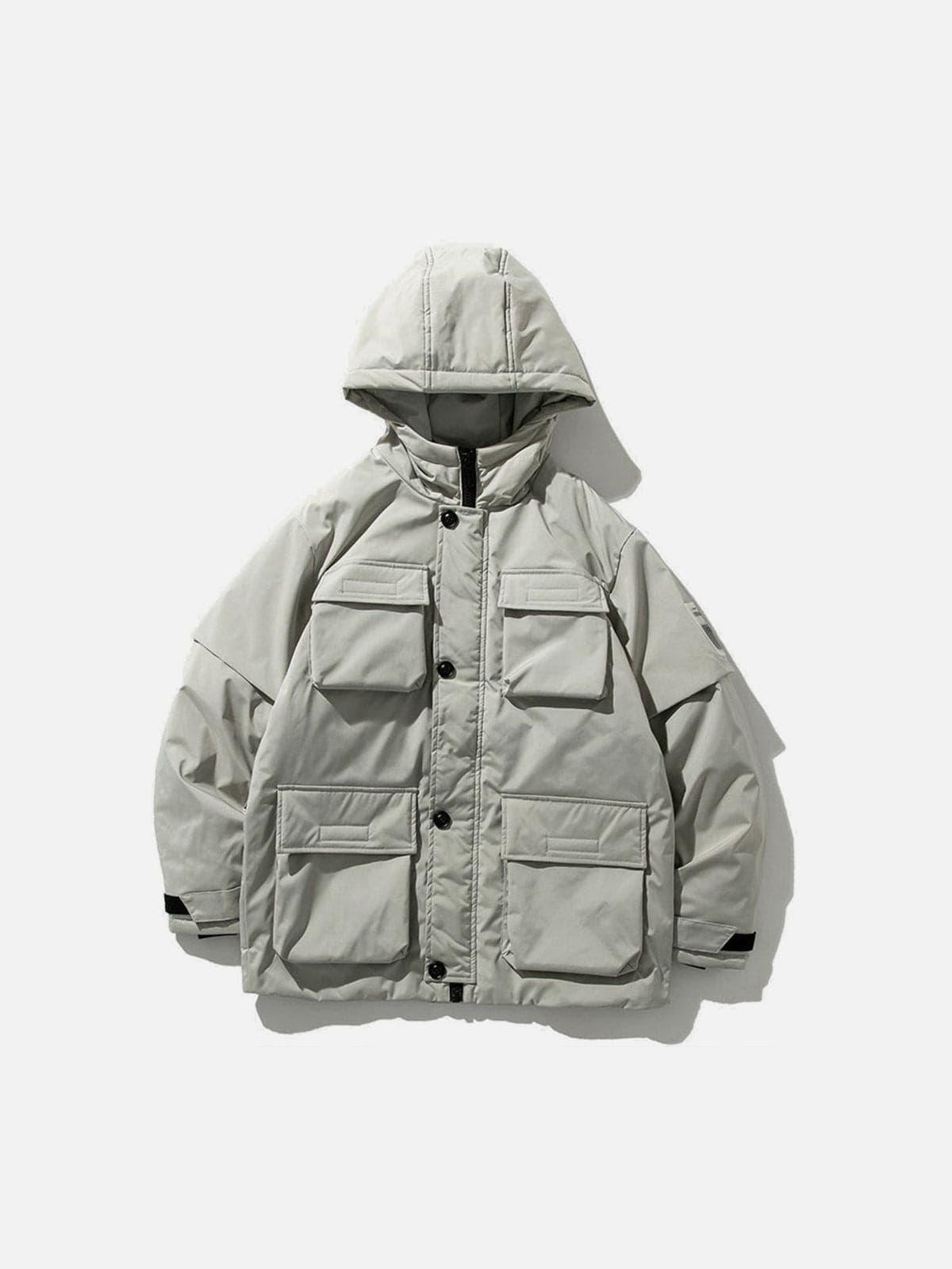 Multi Pockets Hooded Winter Down Coat
