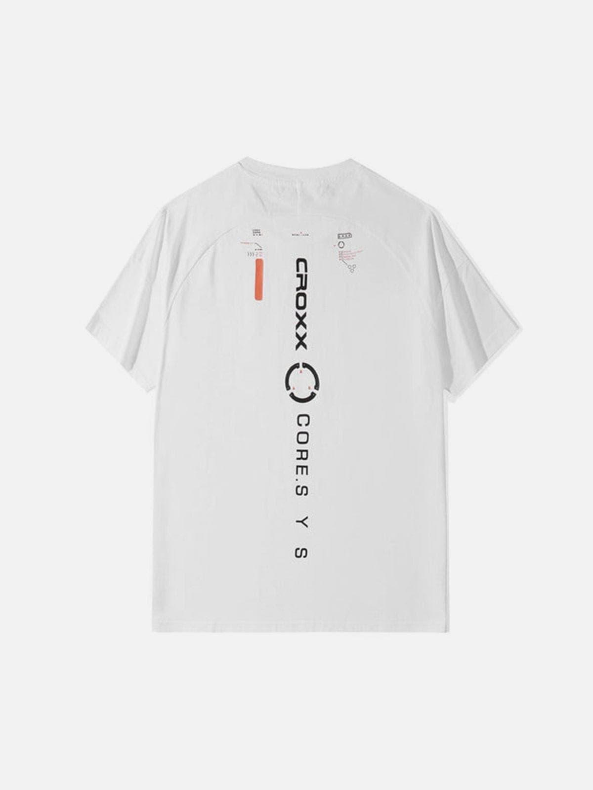 Punk Function Letter Print Cotton Tee