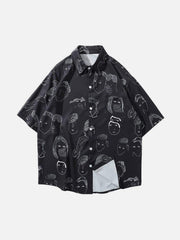 Vintage Fun Portrait Full Print Short Sleeve Shirt