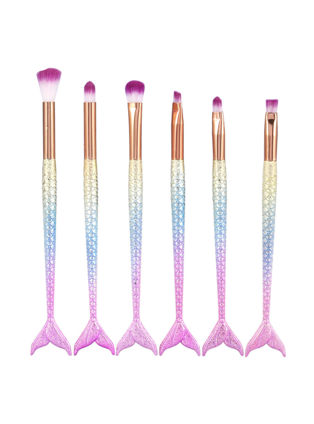 Fish Makeup Brushes Set Gradient Glitter Cosmetics