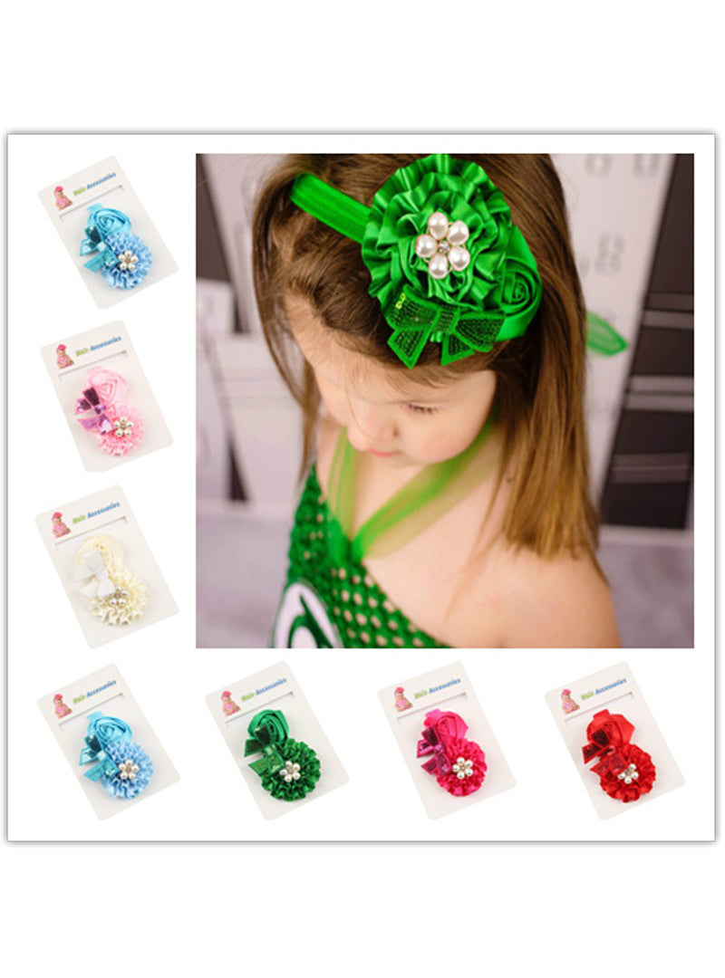 Baby Girls Flower Headband Rose Pearl Hair Accessories