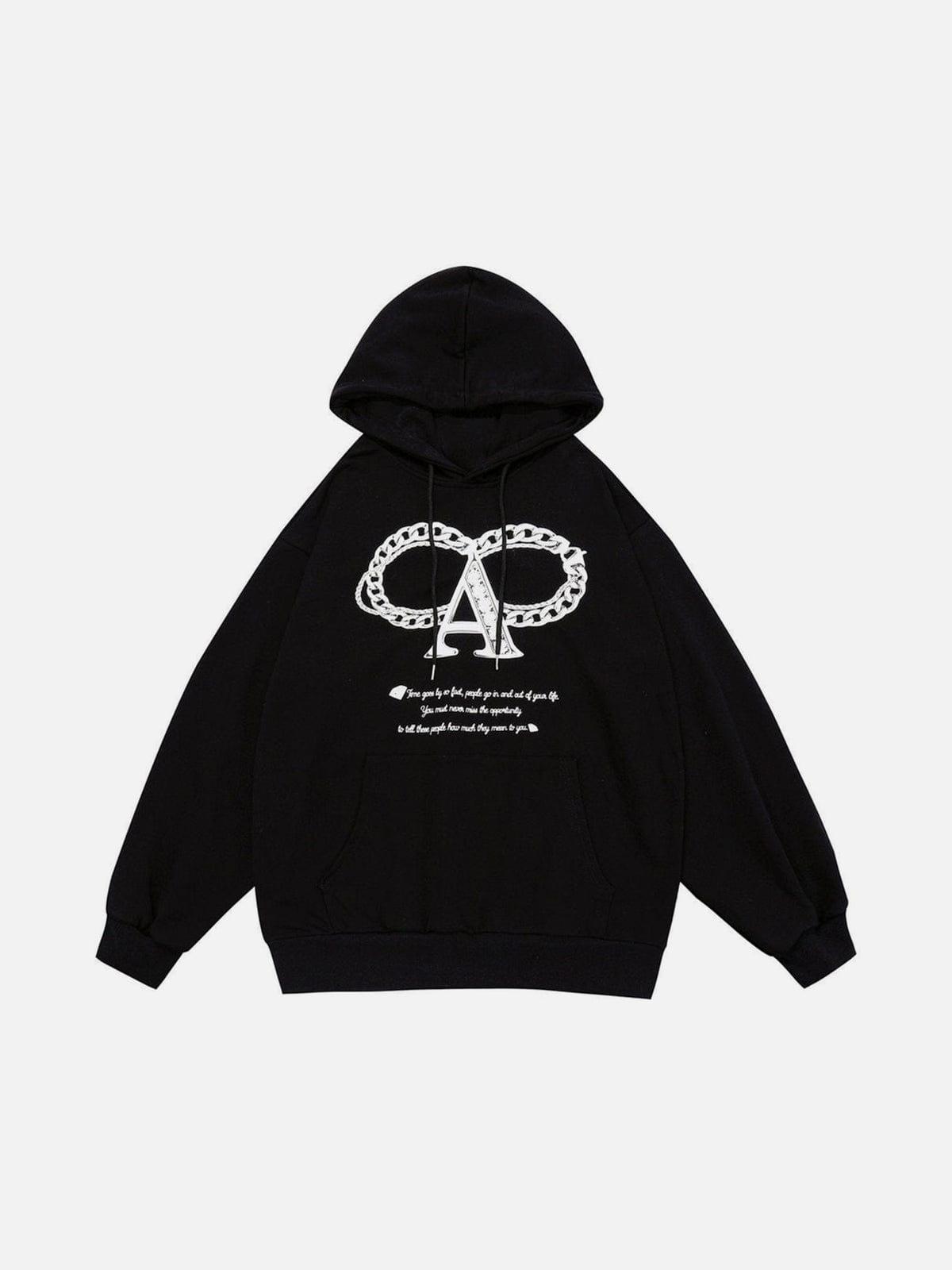 Alphabet Necklace Print Hoodie