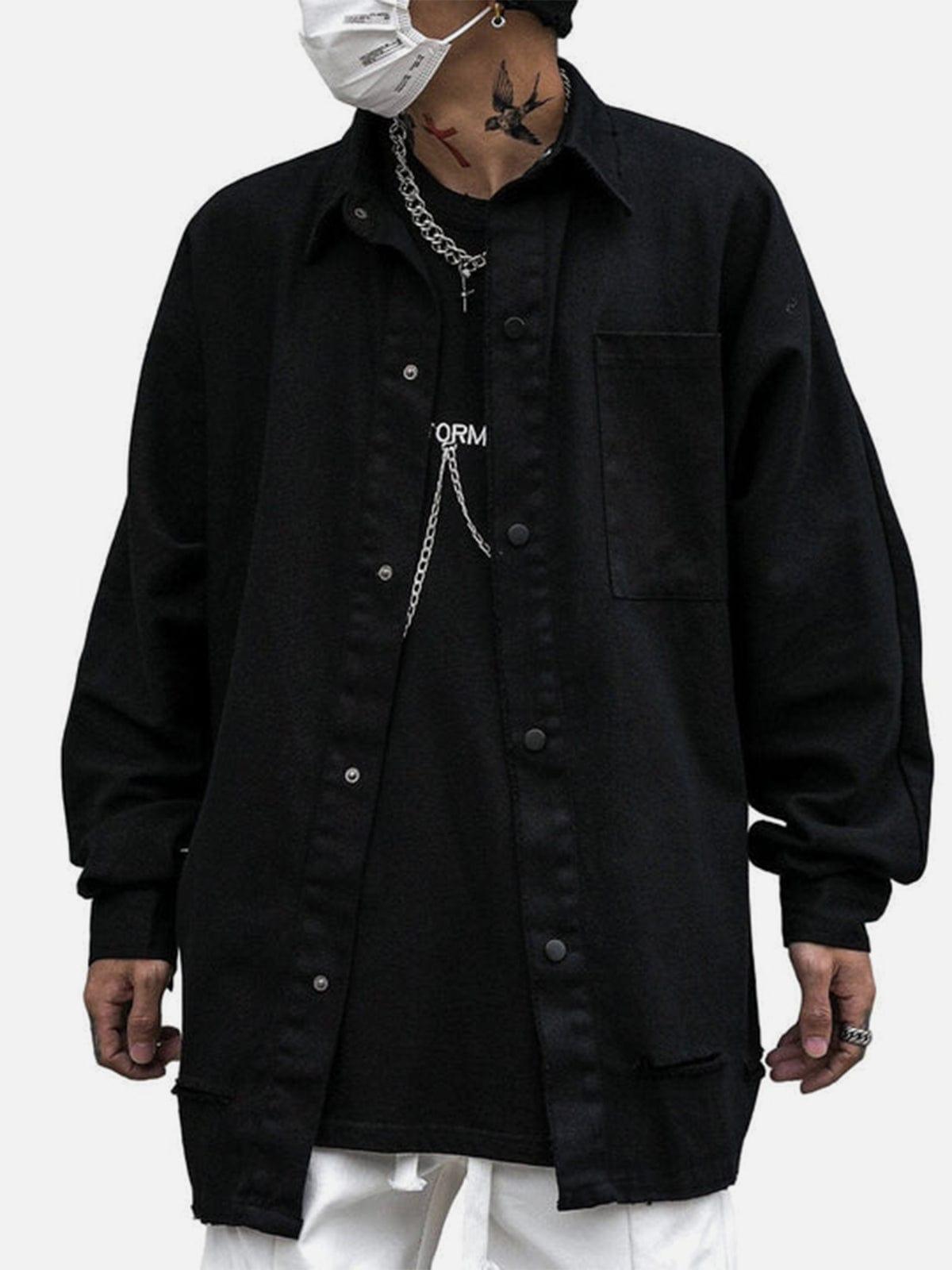 Back Embroidery Long Sleeve Shirt