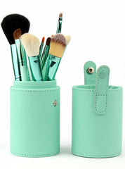 Makeup Brush Set 12Pcs Kit Leather Cup Holder