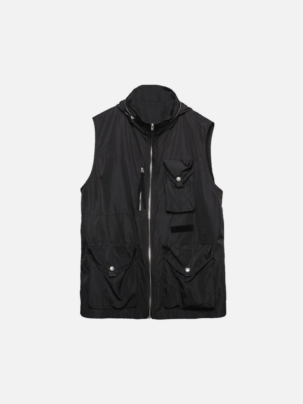 Multi Pockets Detachable Hat Tactical Vest