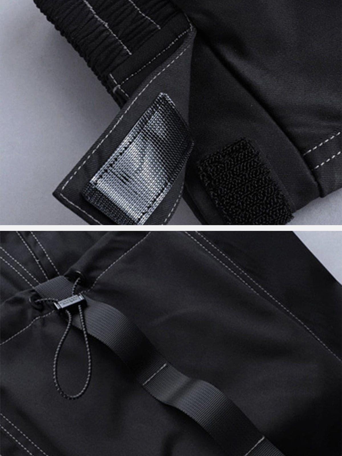 Techwear Bright Line Velcro Thick Fleece Cargo Pants