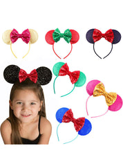 Cute mouse Ears Hair Bands Hoop rose flower Hairband