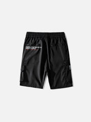 Combat Letter Print Multi Pockets Nylon Shorts