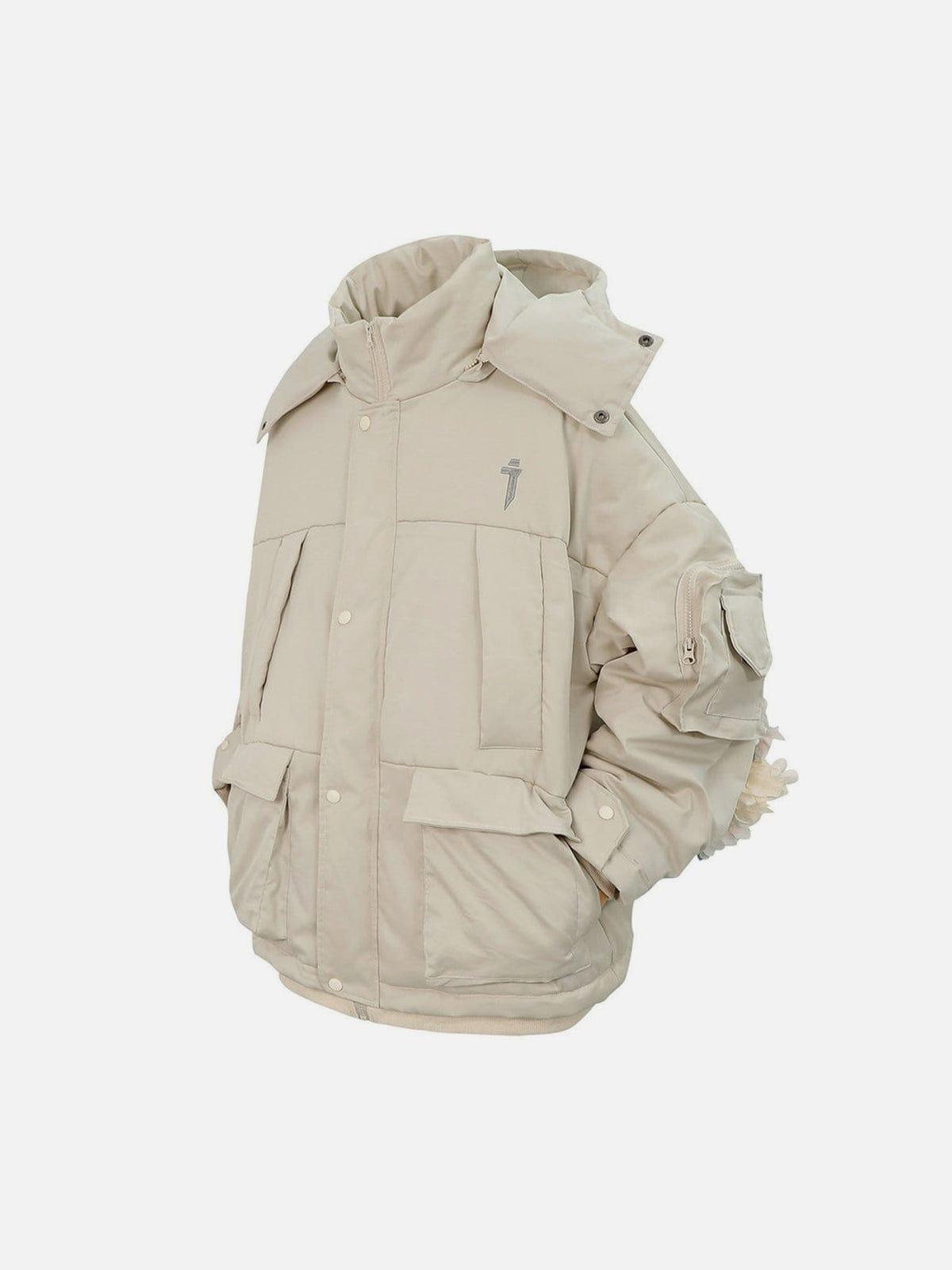 Hidden Flowers Zipper Winter Coat