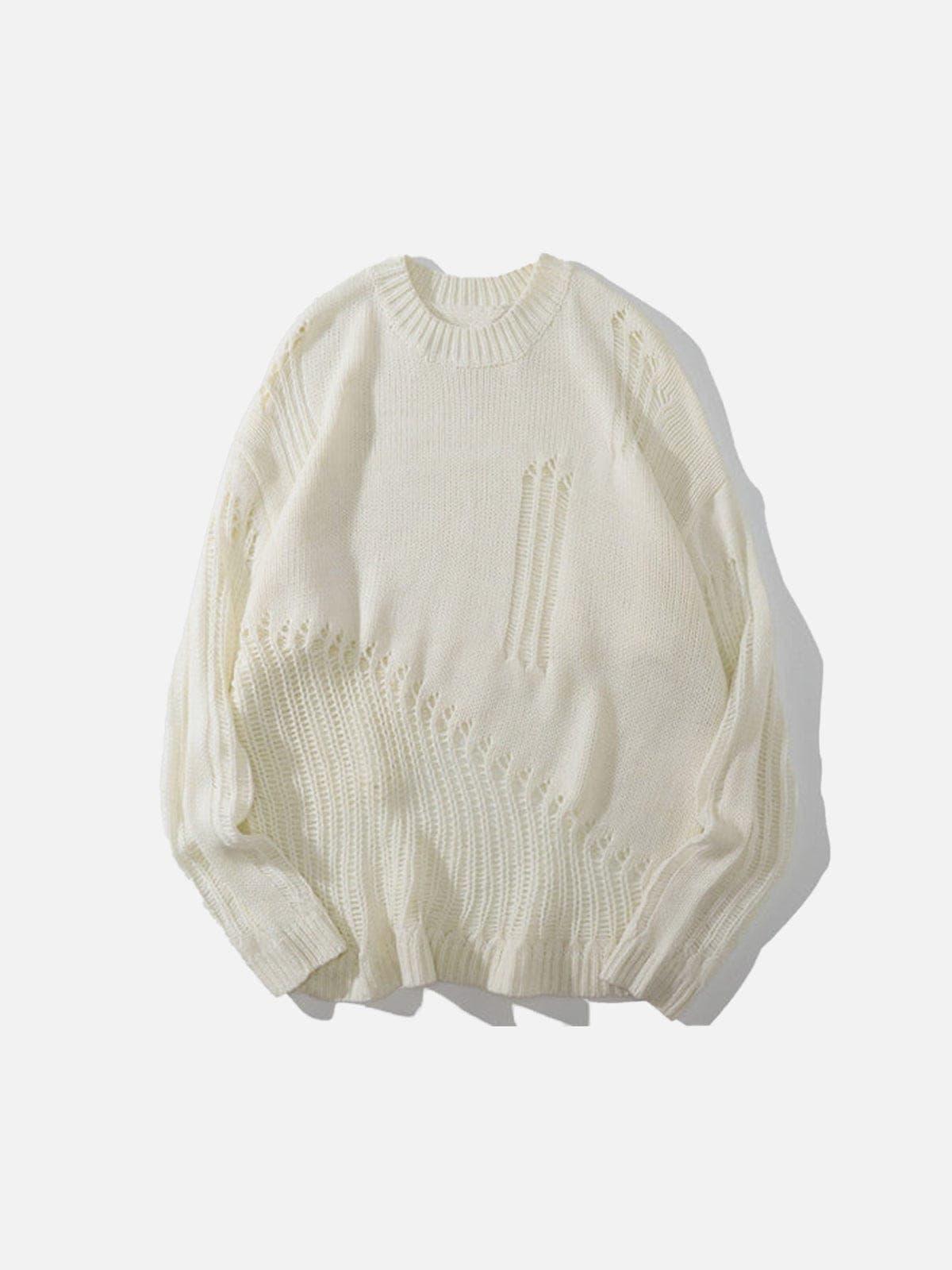 Ripped Hole Knitted Sweater