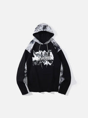 Ink Tie-dye Stitching Oversized Washed Hoodie
