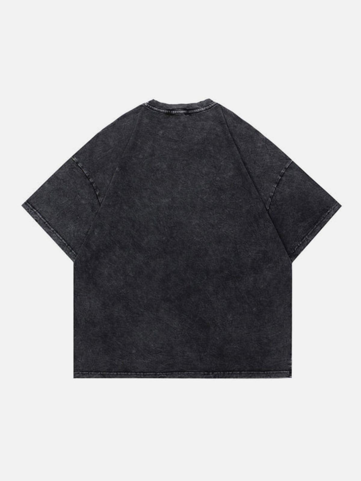Irregular Embroidery Washed Graphic Tee