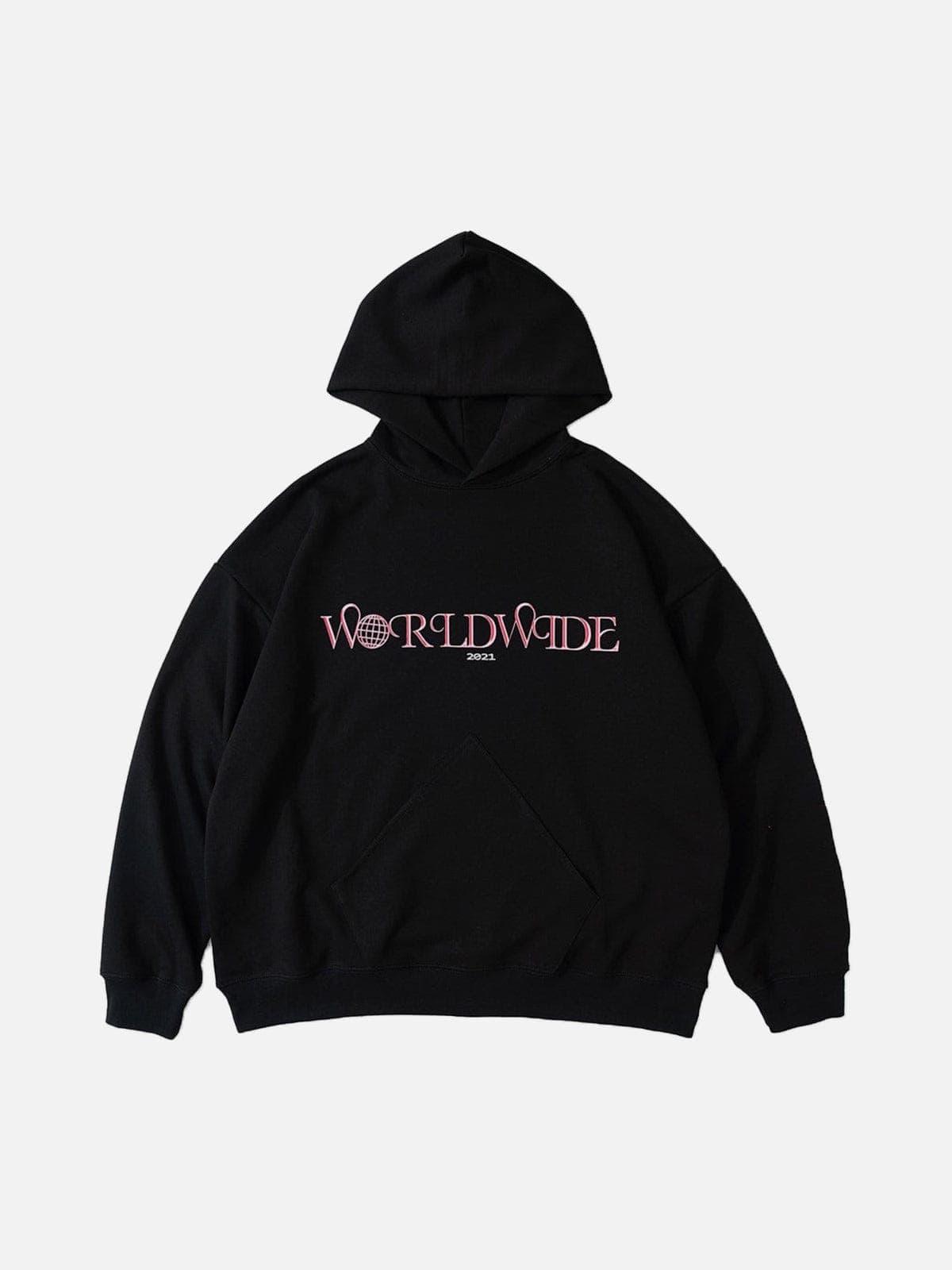 Solid Color Basic Letters Print Hoodie