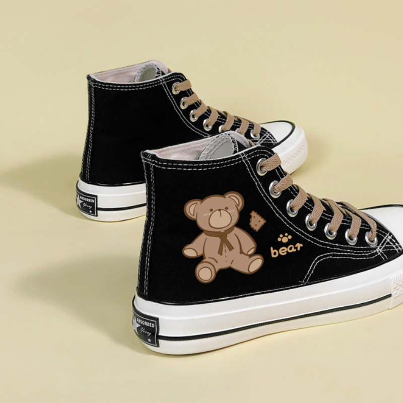 Cute Bear High Top Casual Canvas Shoes