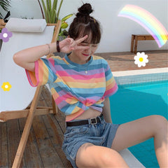 Summer Rainbow Stripes Tee