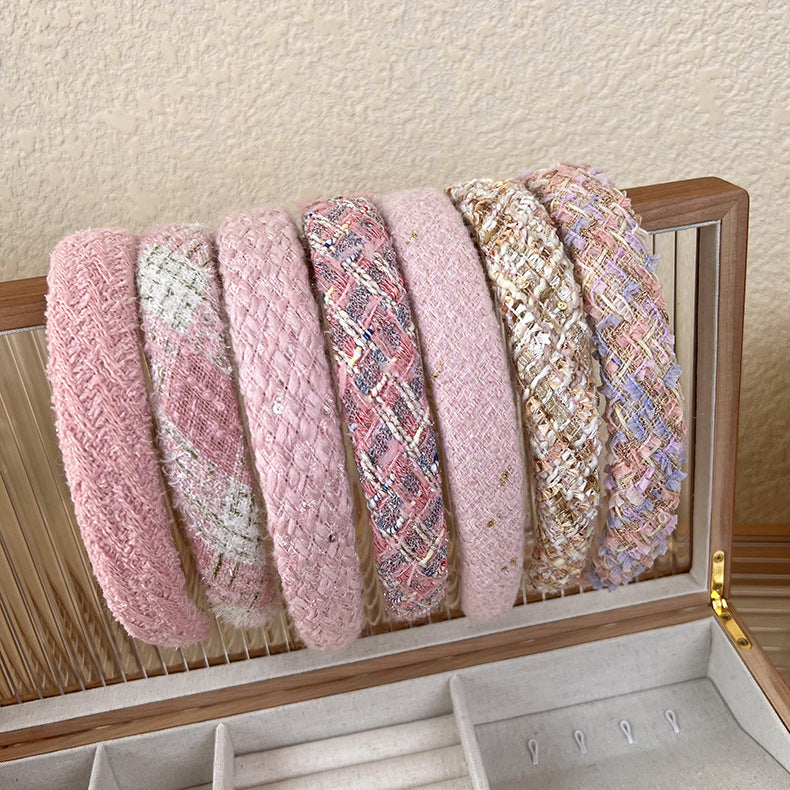 Romantic Pink Tweed Knit Headband