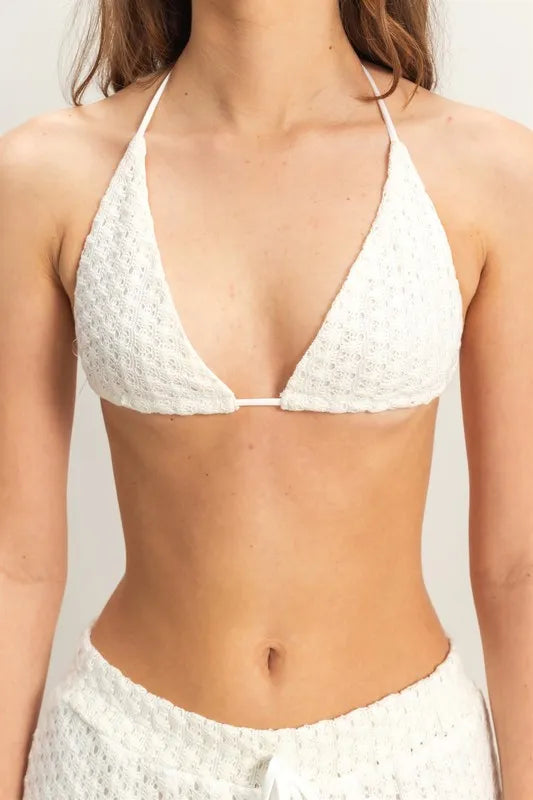 Crochet Bra and Drawstring Pants Set