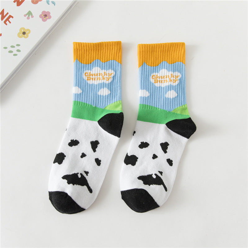 Ice Cream Checkered Milk Stripes Socks