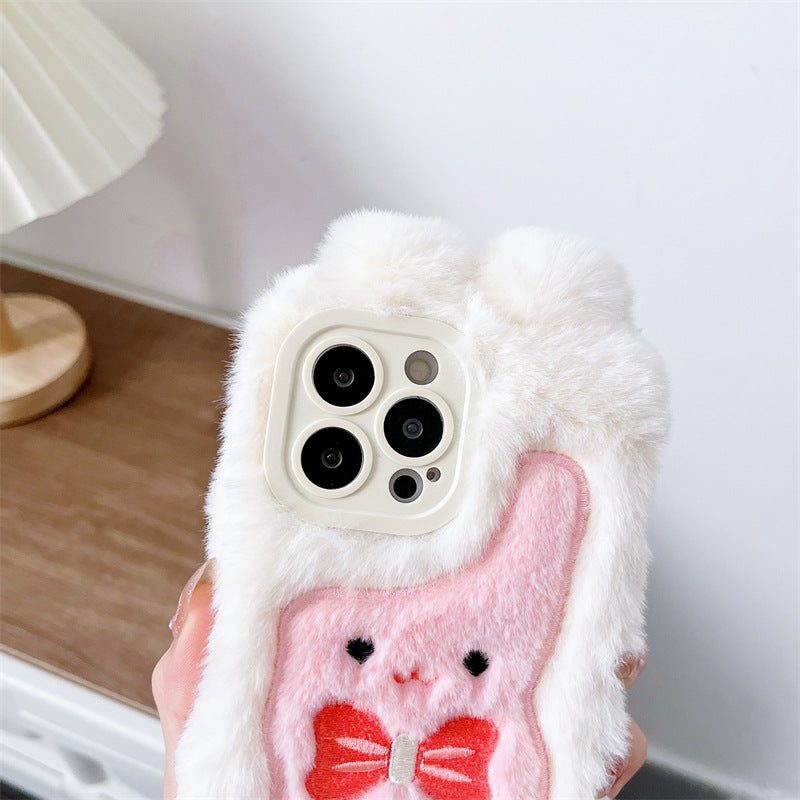 Plush Bow Long-Eared Rabbit Phone Case