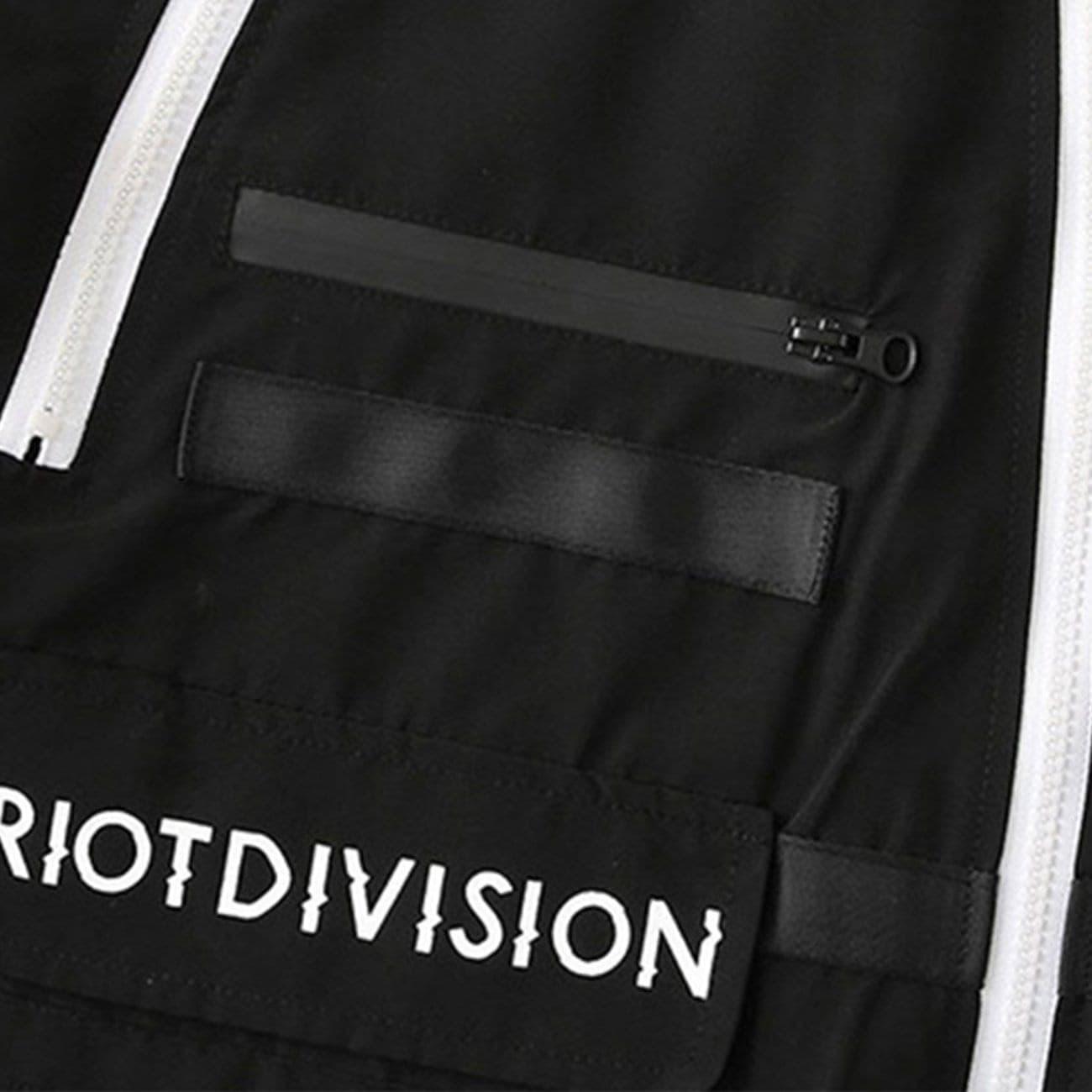 Irregular Zip Up Print Cargo Jacket