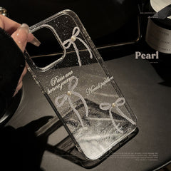 Pearl Bow Transparent Phone Case