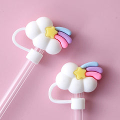 2pcs Rainbow Shaped Straw Dust Cap