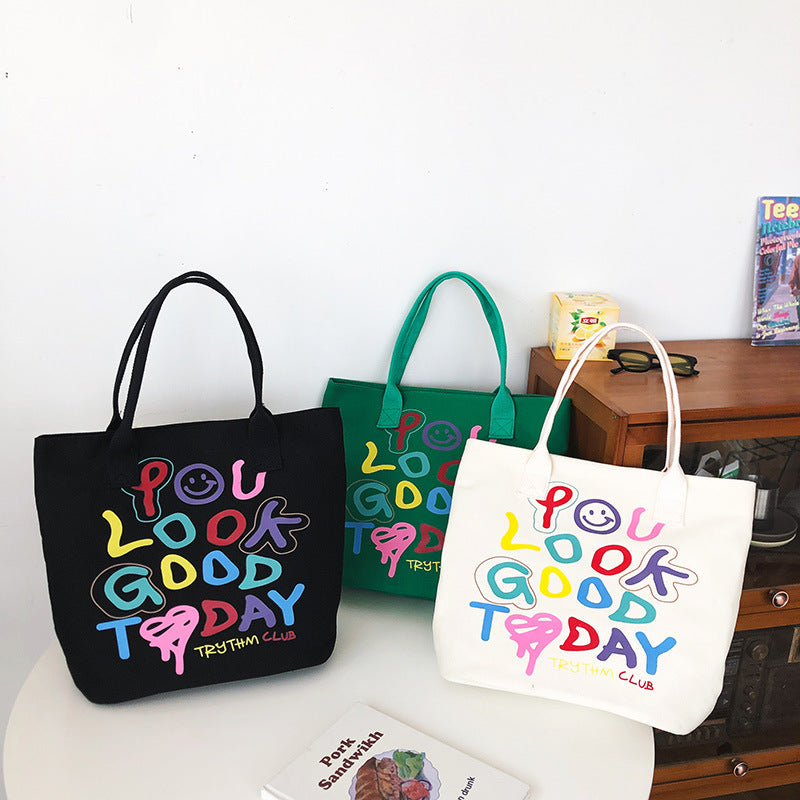 Rainbow Colored Alphabet Smiley Shoulder Bag