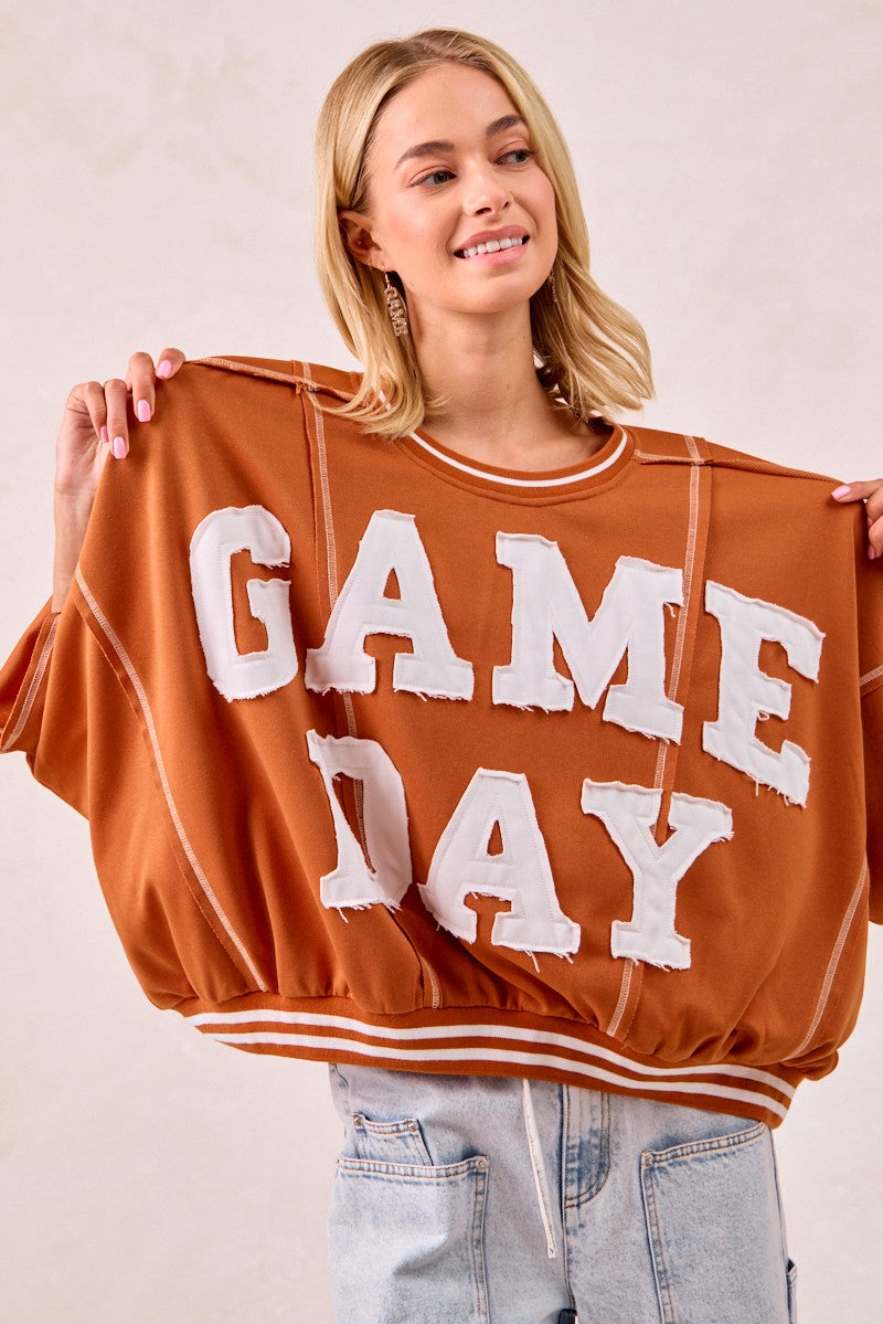 Gameday Patchwork Stitch Detail Top