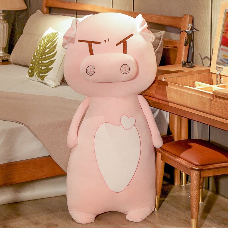 2022 Funny Soft Toy Cartoon Pig Pink Stuffed Animal Plush Doll Toys Pig Large Souvenir Pig New Year Birthday Gift Pillow Cushion