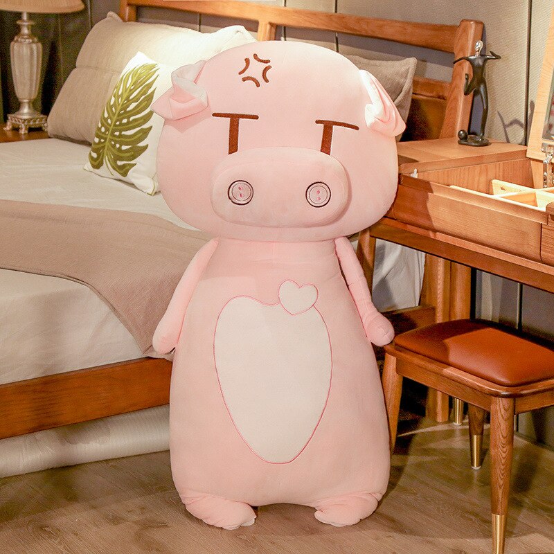 2022 Funny Soft Toy Cartoon Pig Pink Stuffed Animal Plush Doll Toys Pig Large Souvenir Pig New Year Birthday Gift Pillow Cushion