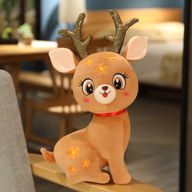 2022 New Cute Sika Deer Plush Doll / Deer Dummy with Antlers / Children's Birthday Gift / Family Decoration