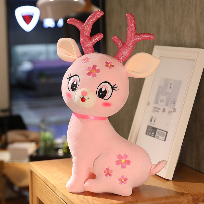 2022 New Cute Sika Deer Plush Doll / Deer Dummy with Antlers / Children's Birthday Gift / Family Decoration