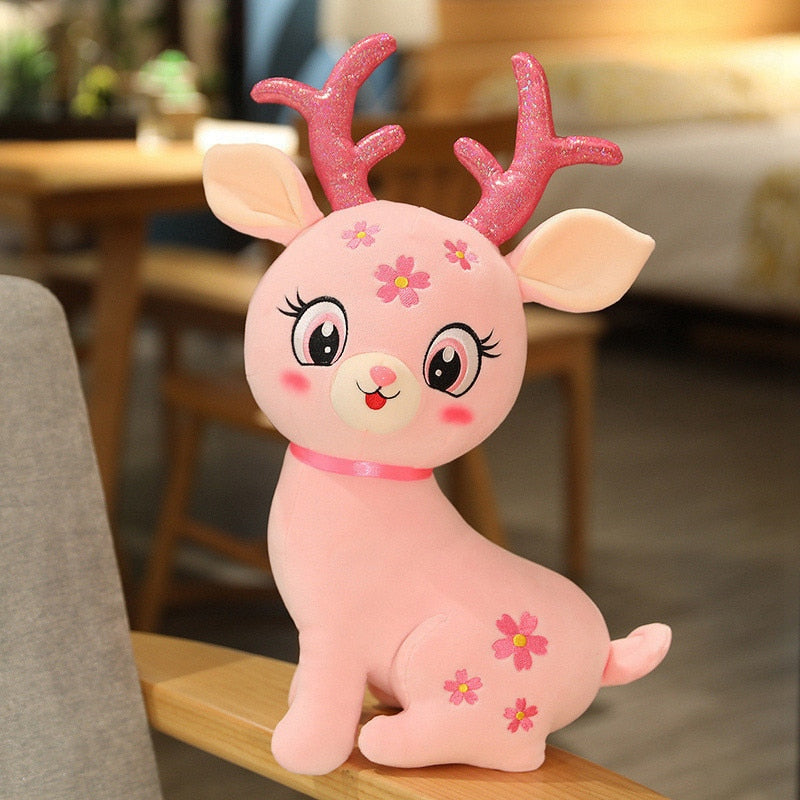 2022 New Cute Sika Deer Plush Doll / Deer Dummy with Antlers / Children's Birthday Gift / Family Decoration