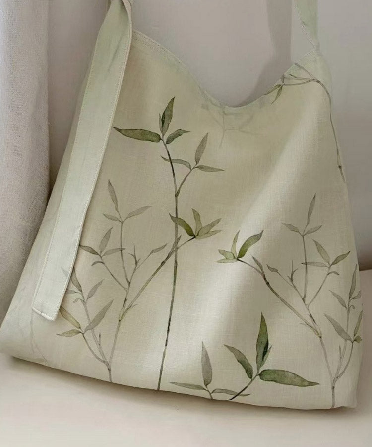 Bamboo Leaf National Style Canvas Shoulder Crossbody Bag