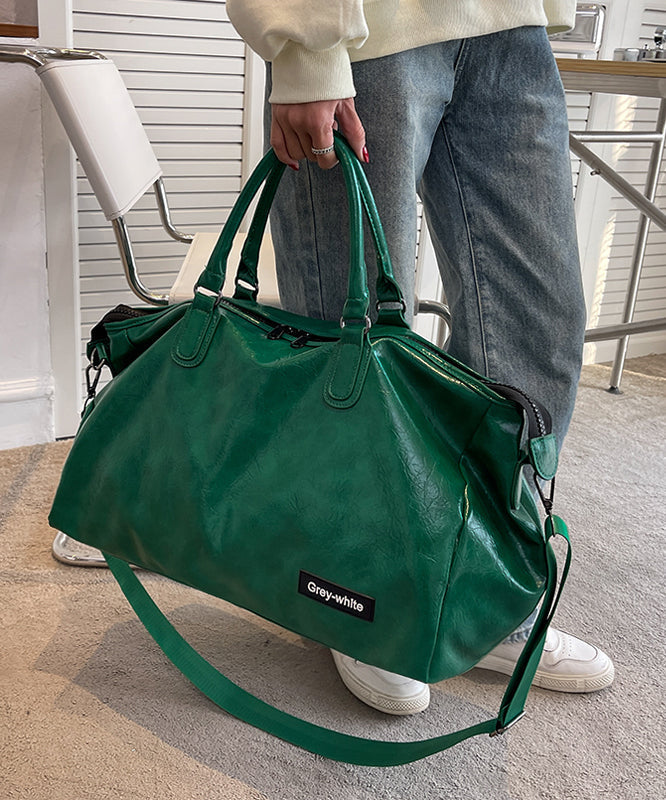 Green Large Capacity Faux Leather Tote Handbag YR039