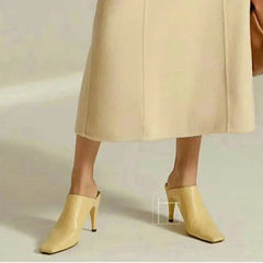 Cowhide Leather Baotou Slippers Female Non-Slip Soft Soles Thin Heel