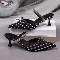 French Polka Dot Pointed Toe Baotou Sandals