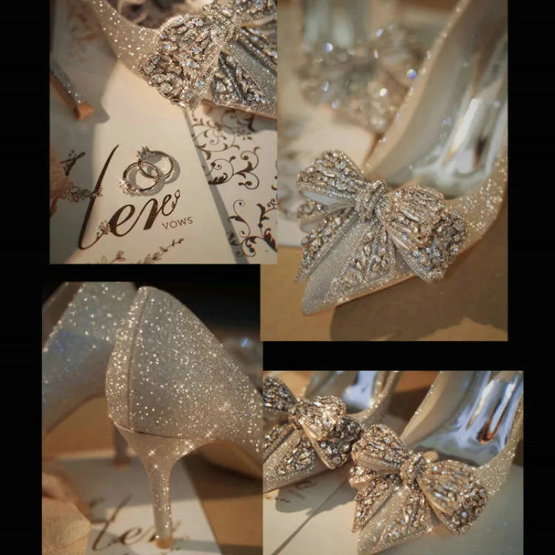 Winter Silver Butterfly Wedding Shoes
