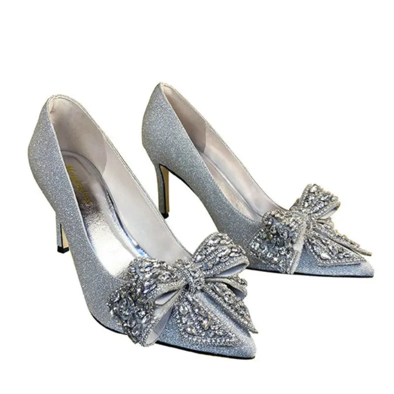 Winter Silver Butterfly Wedding Shoes