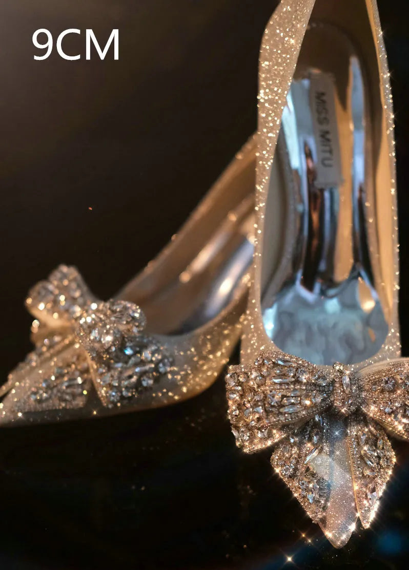 Winter Silver Butterfly Wedding Shoes