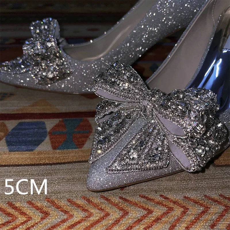 Winter Silver Butterfly Wedding Shoes
