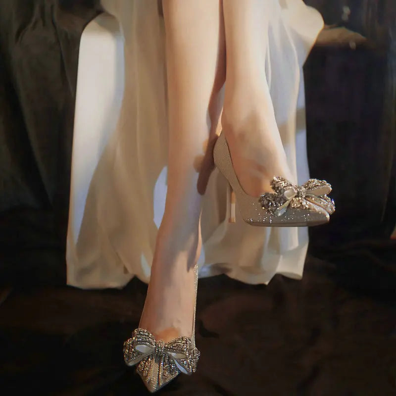 Winter Silver Butterfly Wedding Shoes