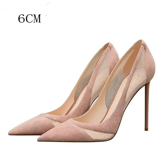 Patchwork Mesh Silver High Heels